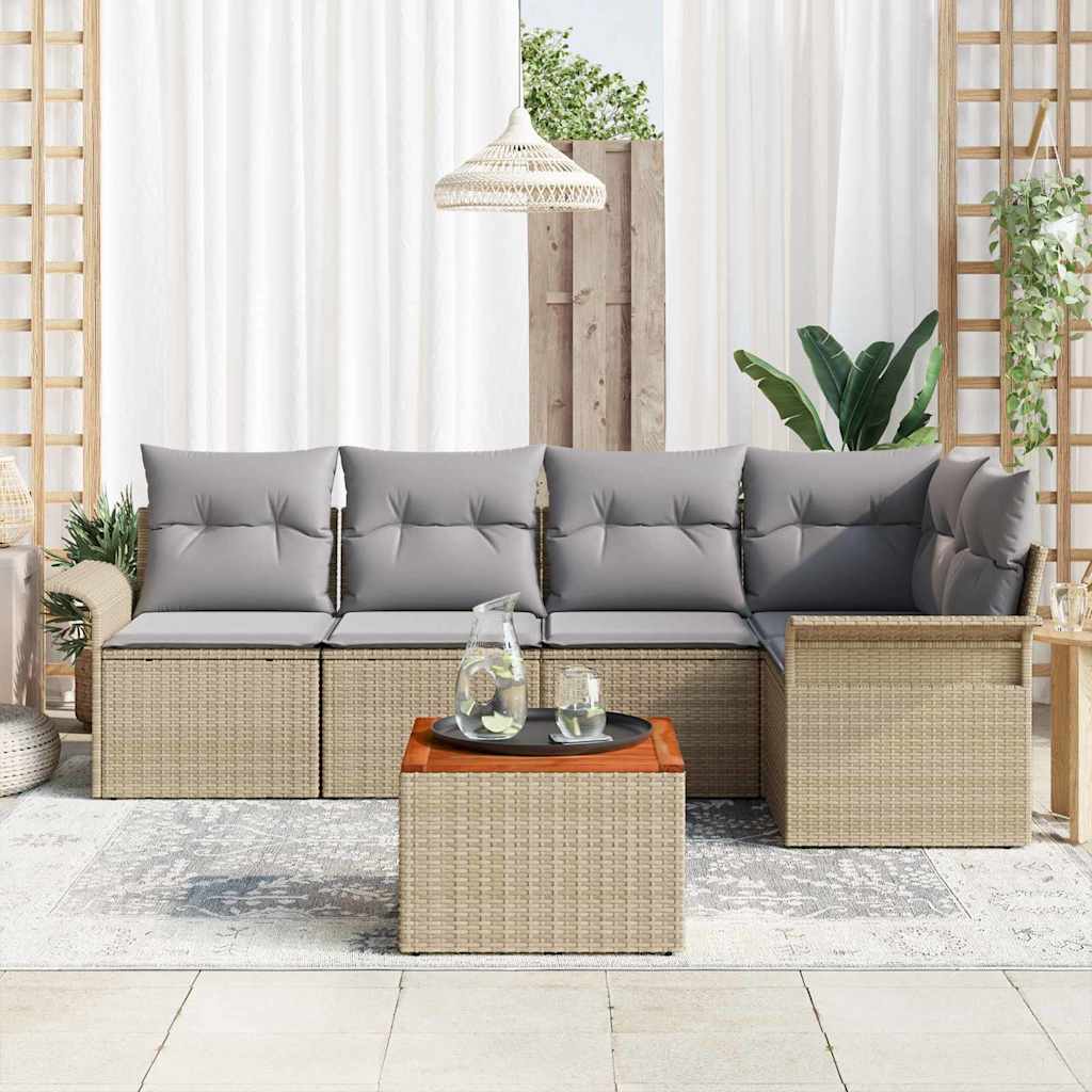 Sodo Sofų Rinkinys su pagalve 6 pcs Bežinė ir šviesiai pilka