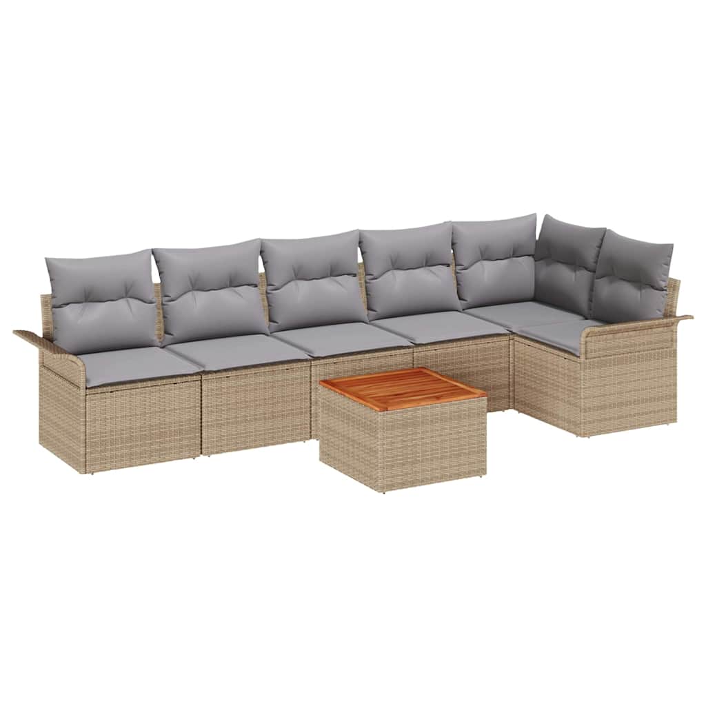 Garden Sofa Set with Cushion 7 pcs Beige and Light Grey