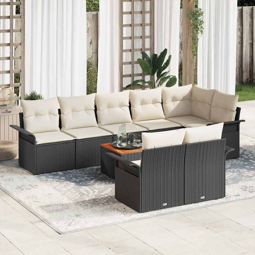 Sodo Sofų Rinkinys 9 pcs Juoda ir kreminė 55 x 55 x 37 cm