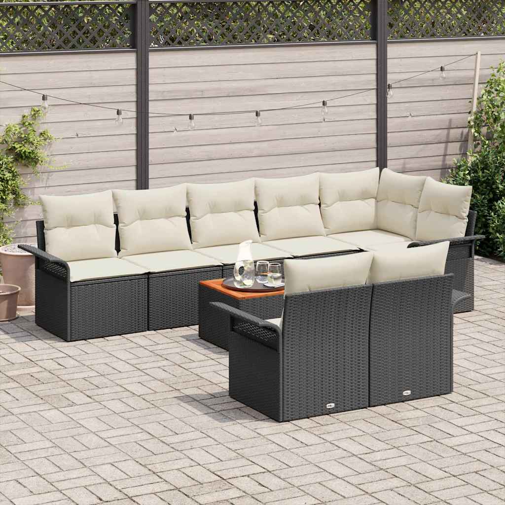 Sodo Sofų Rinkinys 9 pcs Juoda ir kreminė 55 x 55 x 37 cm