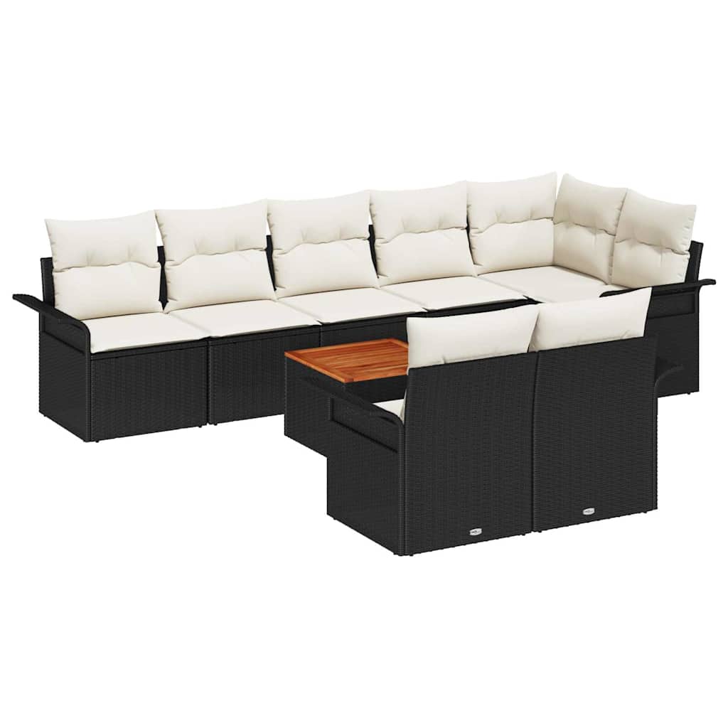 Sodo Sofų Rinkinys 9 pcs Juoda ir kreminė 55 x 55 x 37 cm