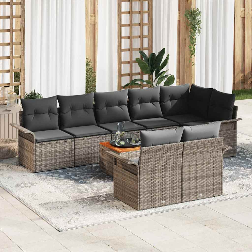 Outdoor Sofa Set with Storage Cushion 9 pcs Grey