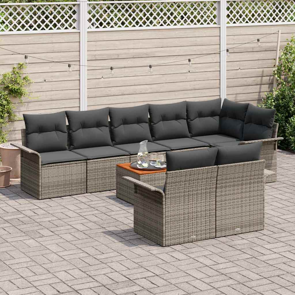 Outdoor Sofa Set with Storage Cushion 9 pcs Grey