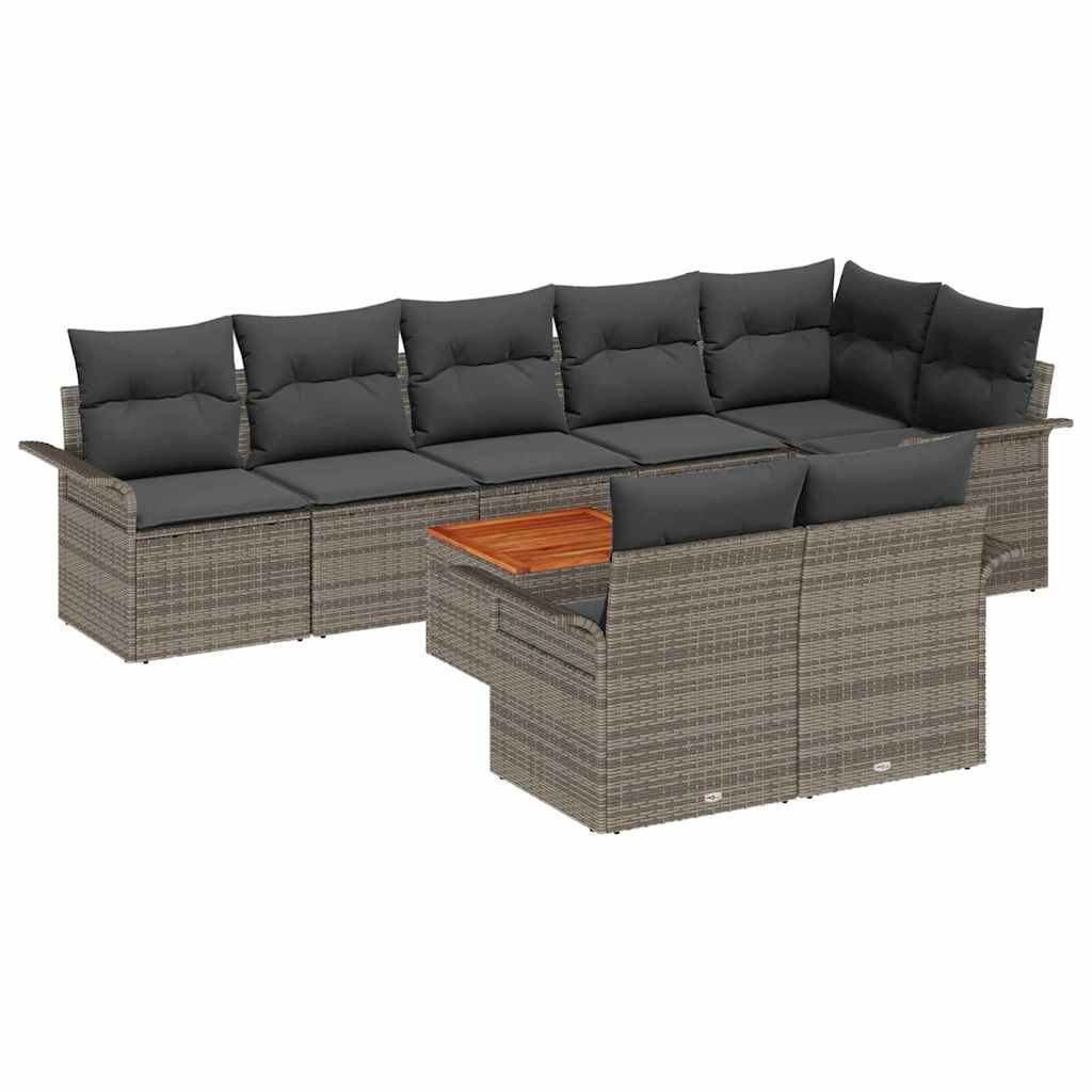 Outdoor Sofa Set with Storage Cushion 9 pcs Grey