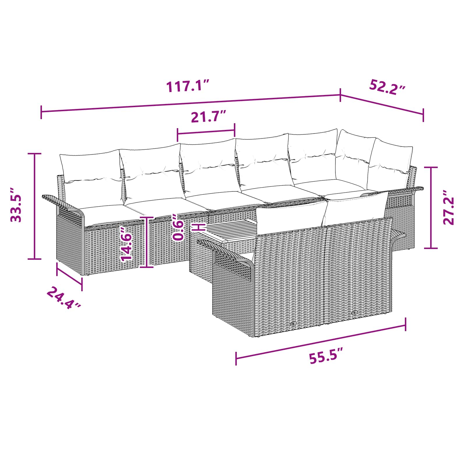 Sodo Sofų Rinkinys 9 pcs Juoda ir turkio poliratanas