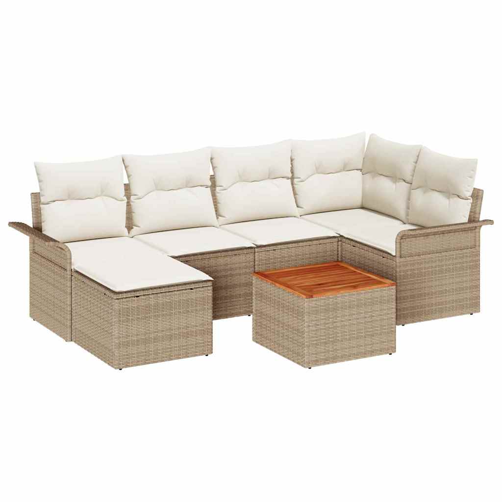 7 dalių sodo sofa rinkinys su pagalvėlėmis smėlio poliratanas akacija