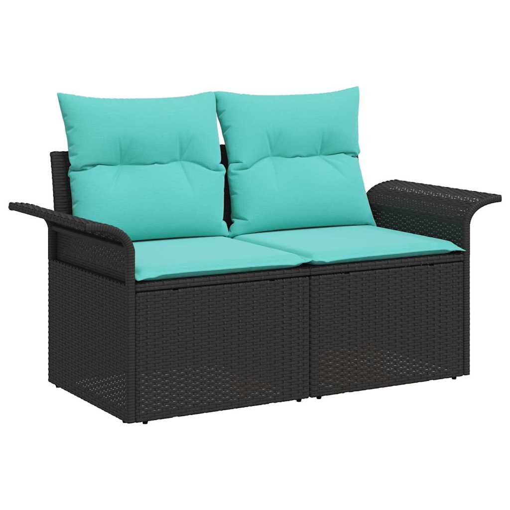 Sodo Sofų Rinkinys 8 pcs Juoda ir turkio poliratanas