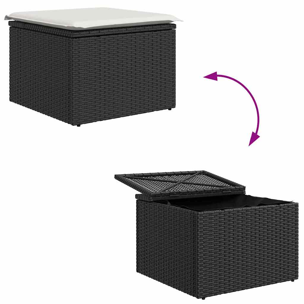 5 dalių sodo sofa rinkinys su pagalvėmis juodas poliratanas akacija