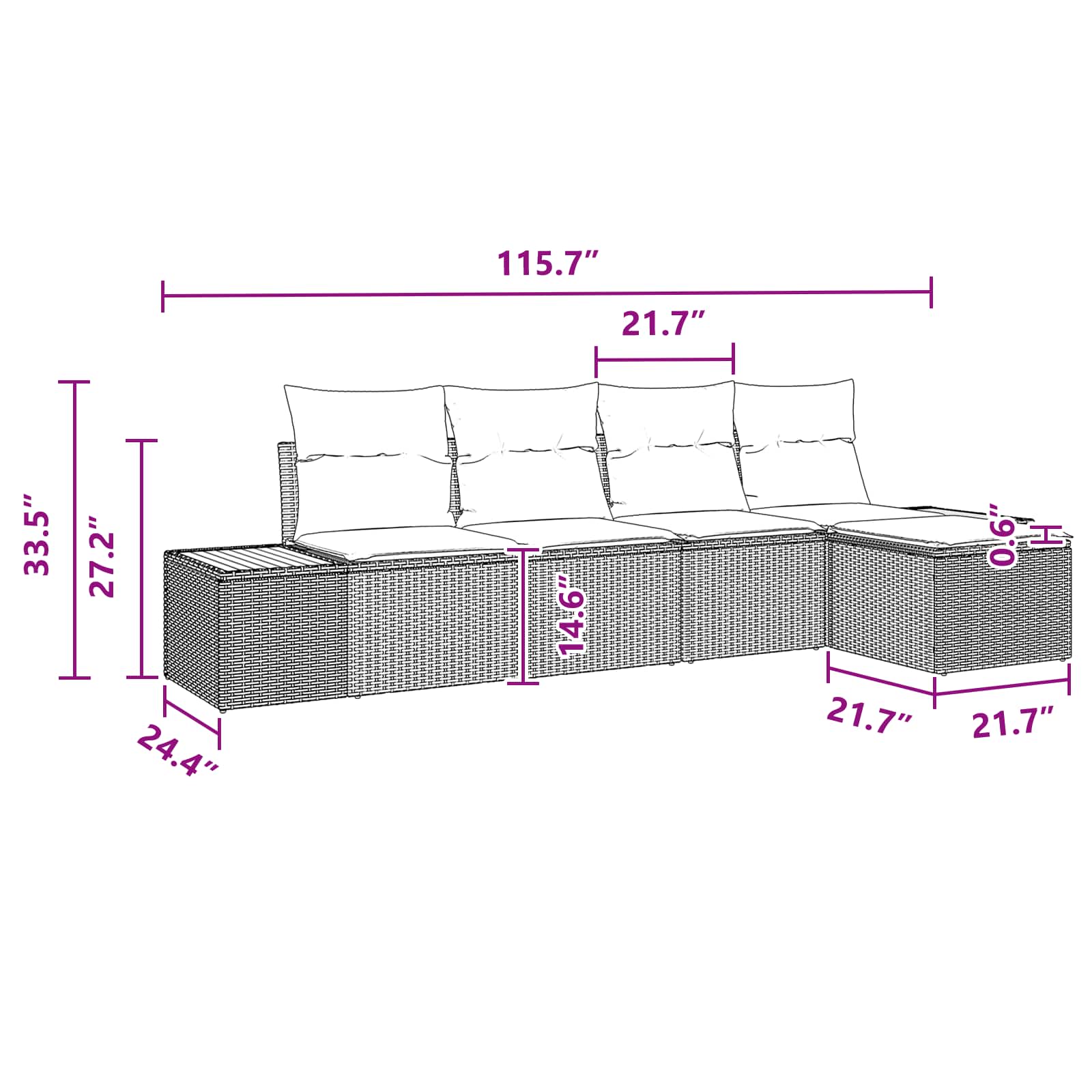 5 dalių sodo sofa rinkinys su pagalvėmis Juoda Poli Ratanas Akacija