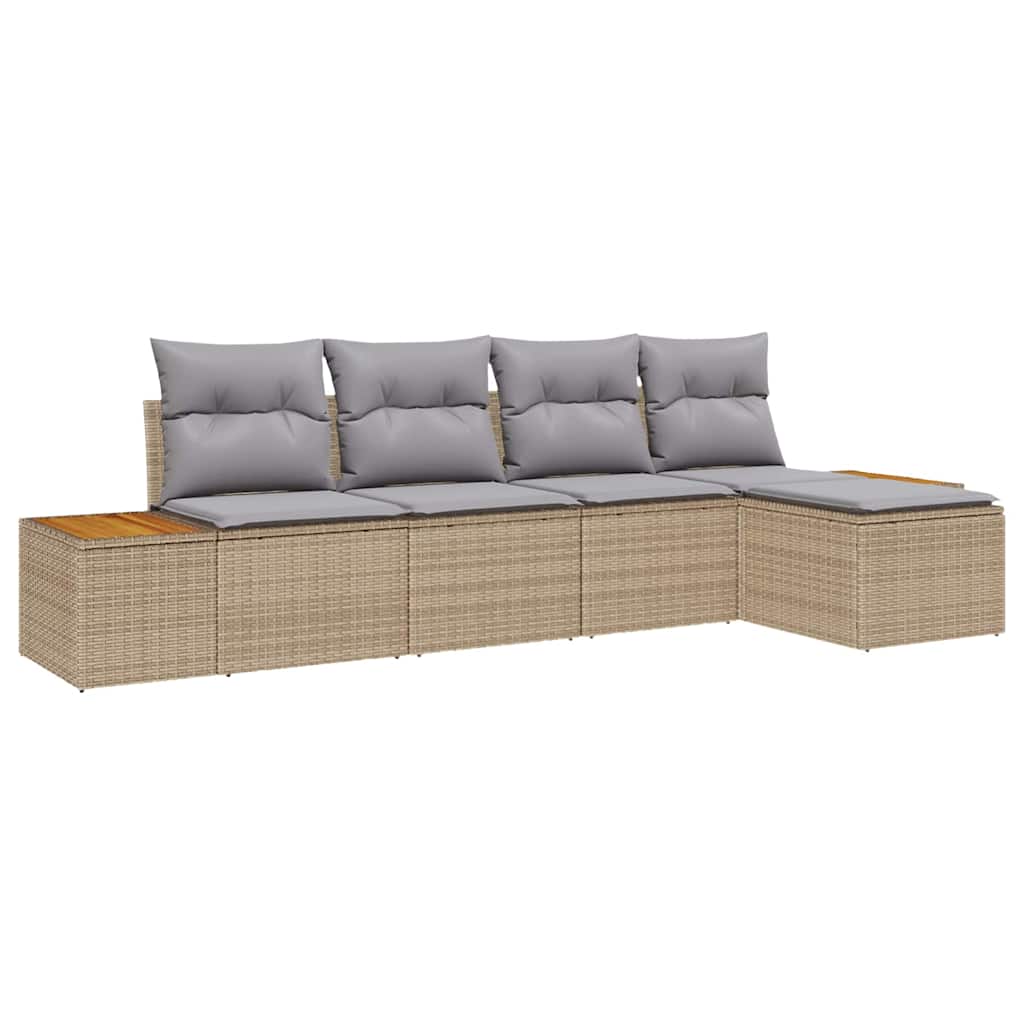 5 dalių sodo sofa su pagalvėlėmis bežinis poliratanas akacijos