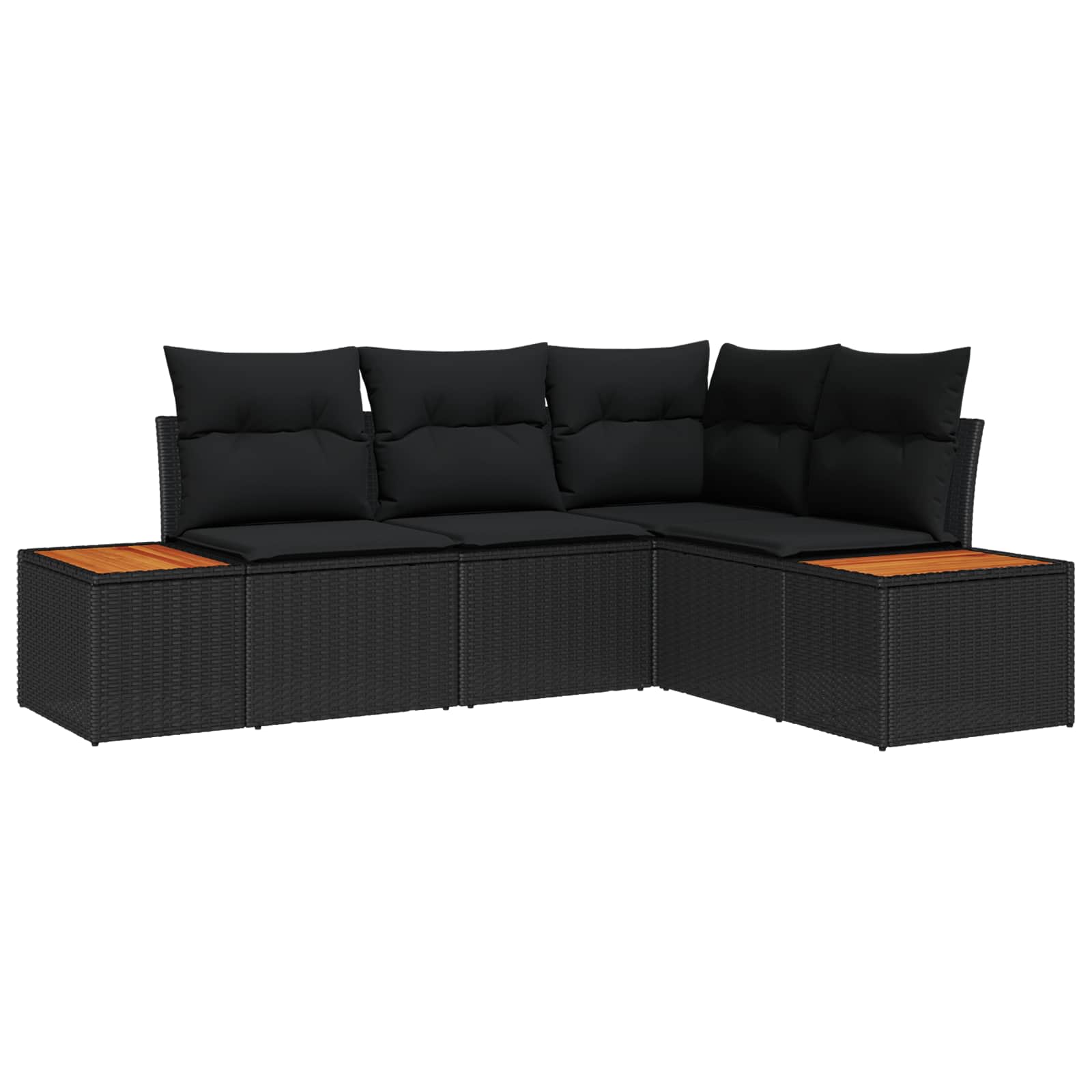 Outdoor Sofa Set with cushions 4 pcs Black Polyrattan