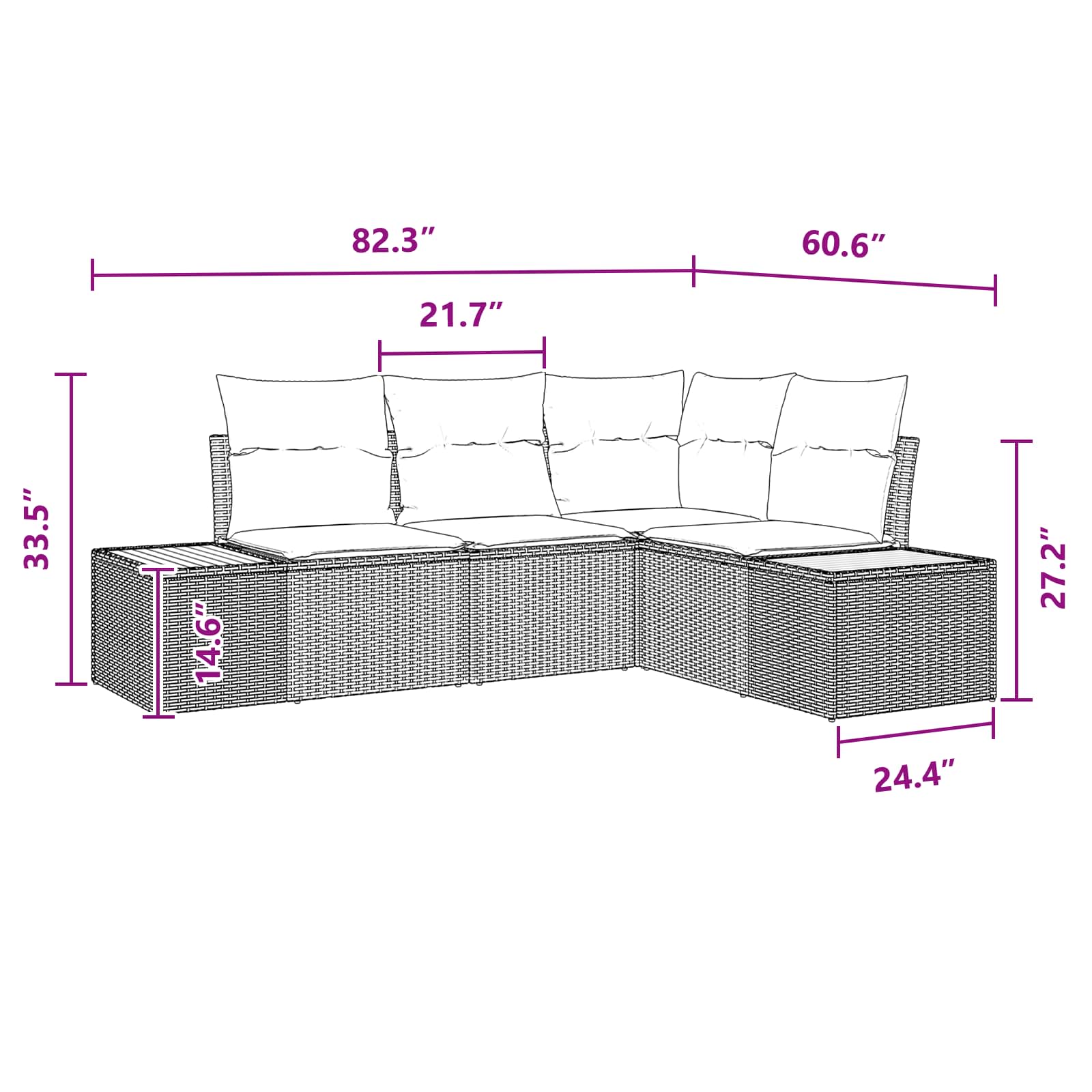Sodo Sofų Rinkinys su pagalve 4 pcs Juoda Poliratanas