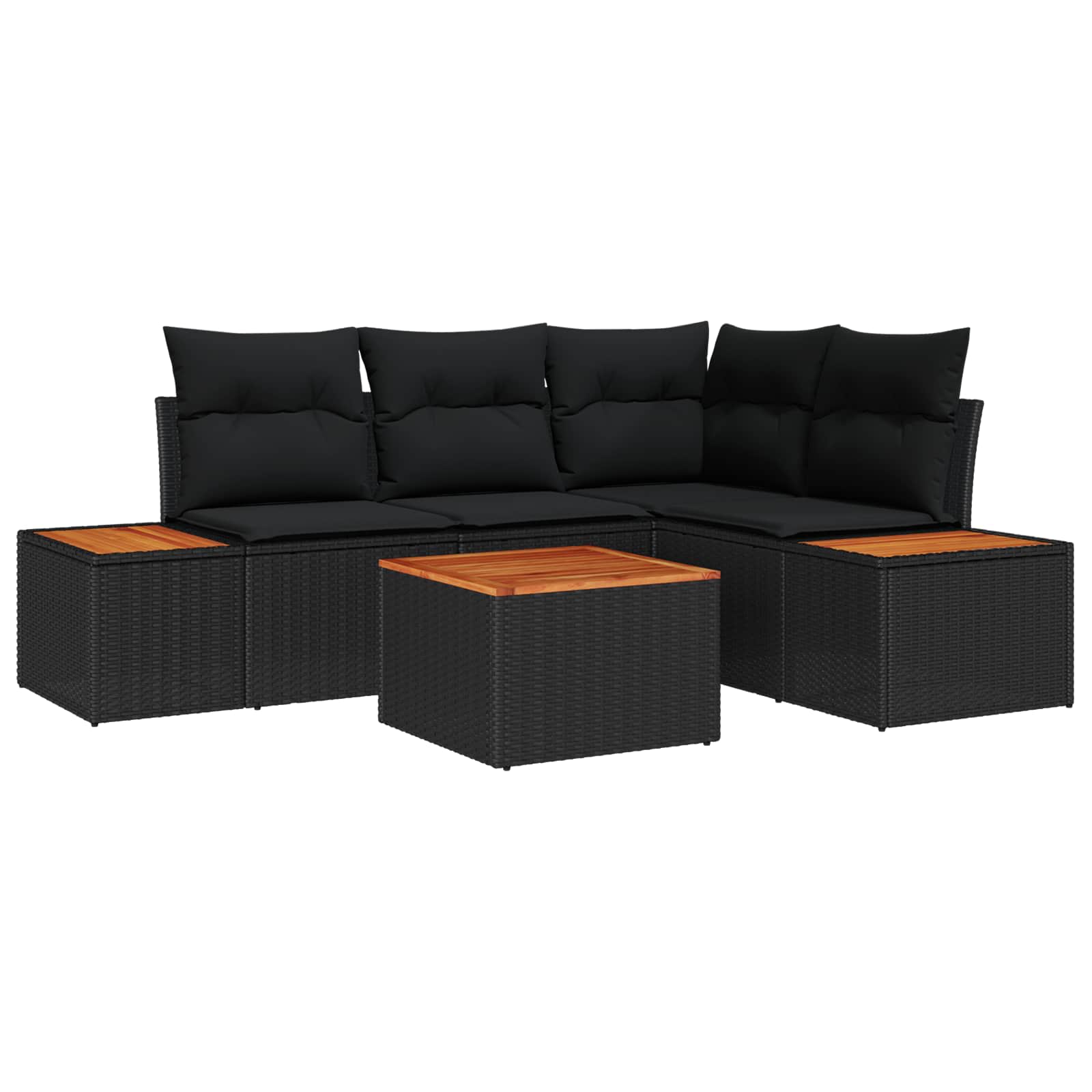Sodo Sofų Rinkinys su pagalve 4 pcs Juoda Poliratanas