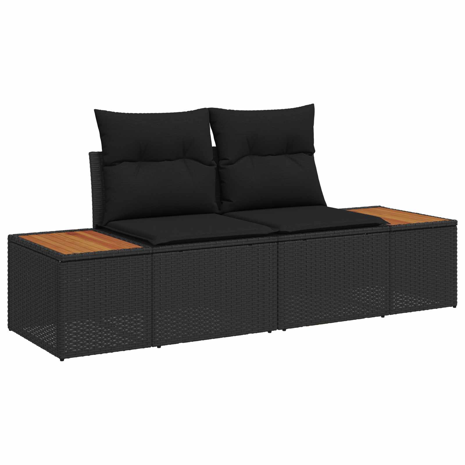 Sodo Sofų Rinkinys su pagalve 4 pcs Juoda Poliratanas