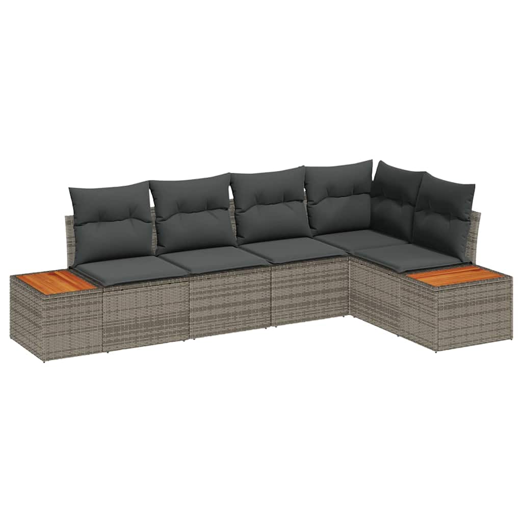 5 dalių sodo sofa rinkinys su pagalvėlėmis pilkas poli ratanas akacija