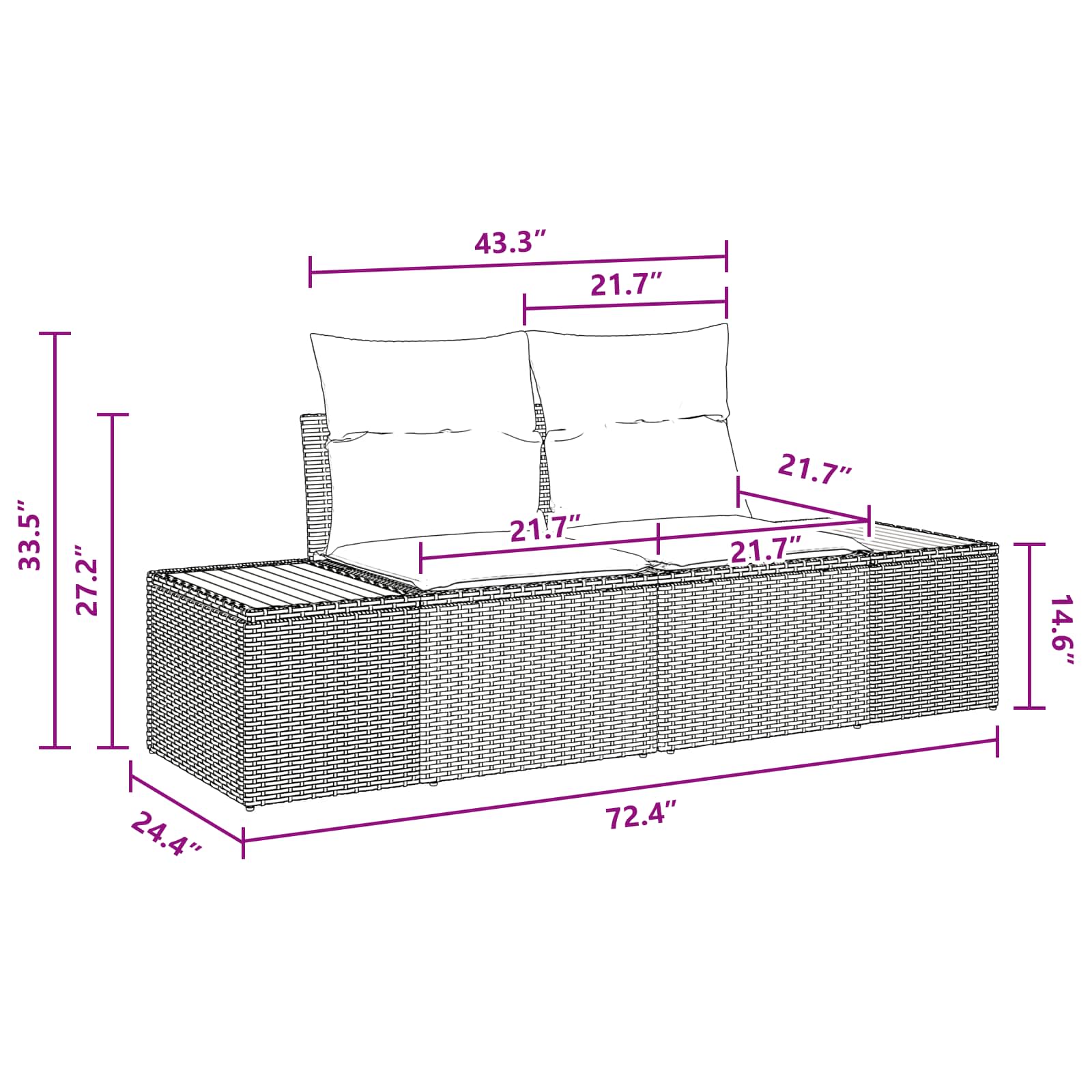 6 dalių sodo sofa rinkinys su pagalvėmis Juoda poli ratanas acacija