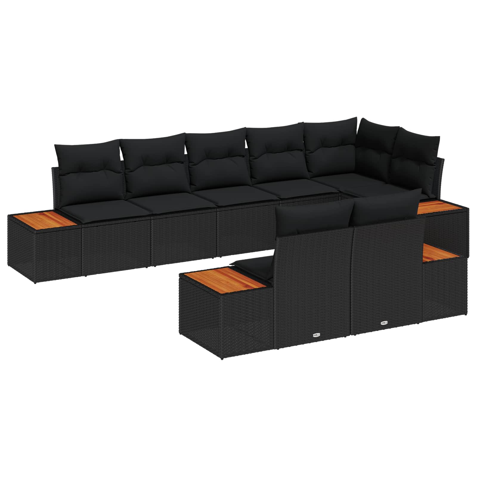 Sodo Sofų Rinkinys su pagalve 8 pcs Juoda Poliratanas