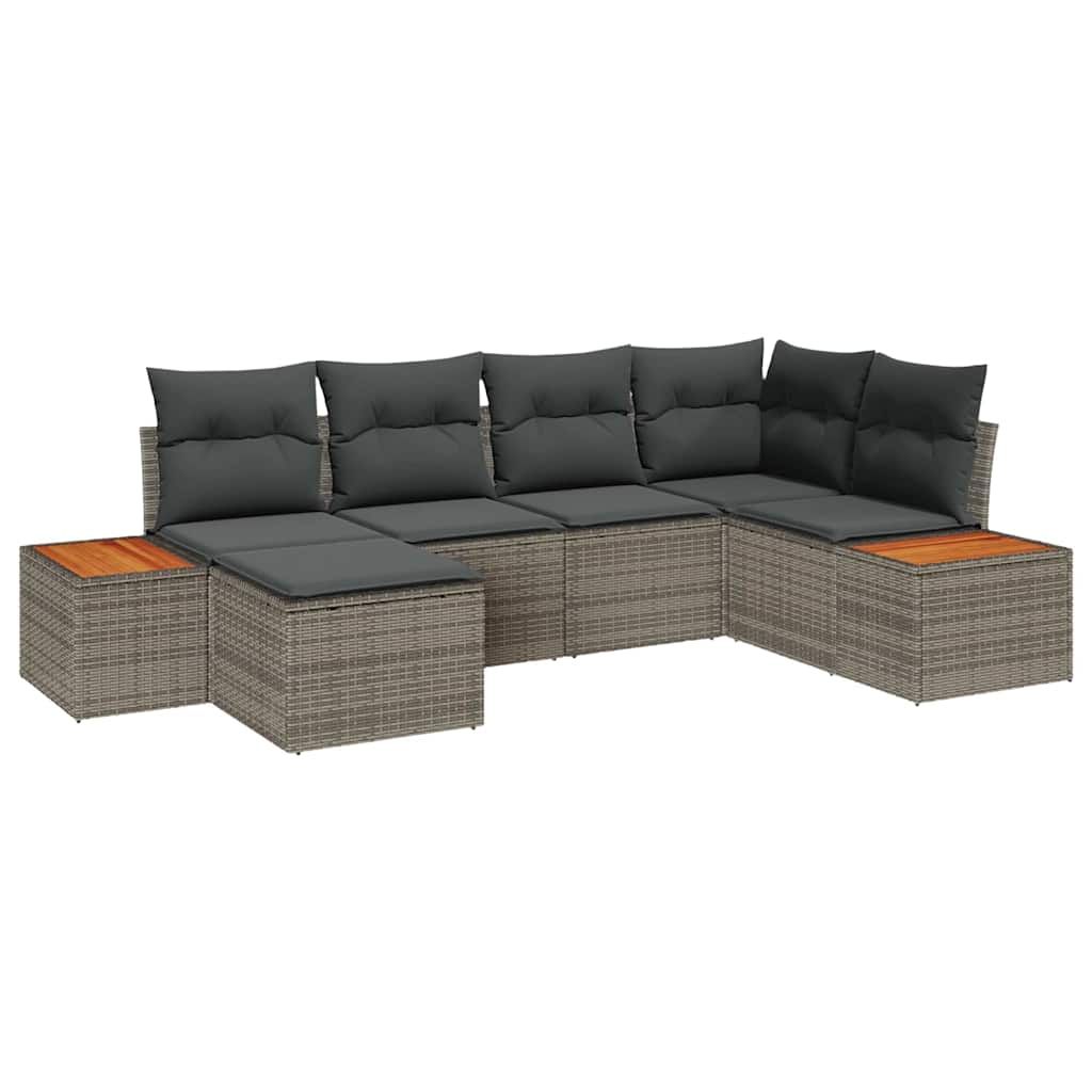 6 dalių sodo sofa rinkinys su pagalvėmis pilkas poliratanas akacijos