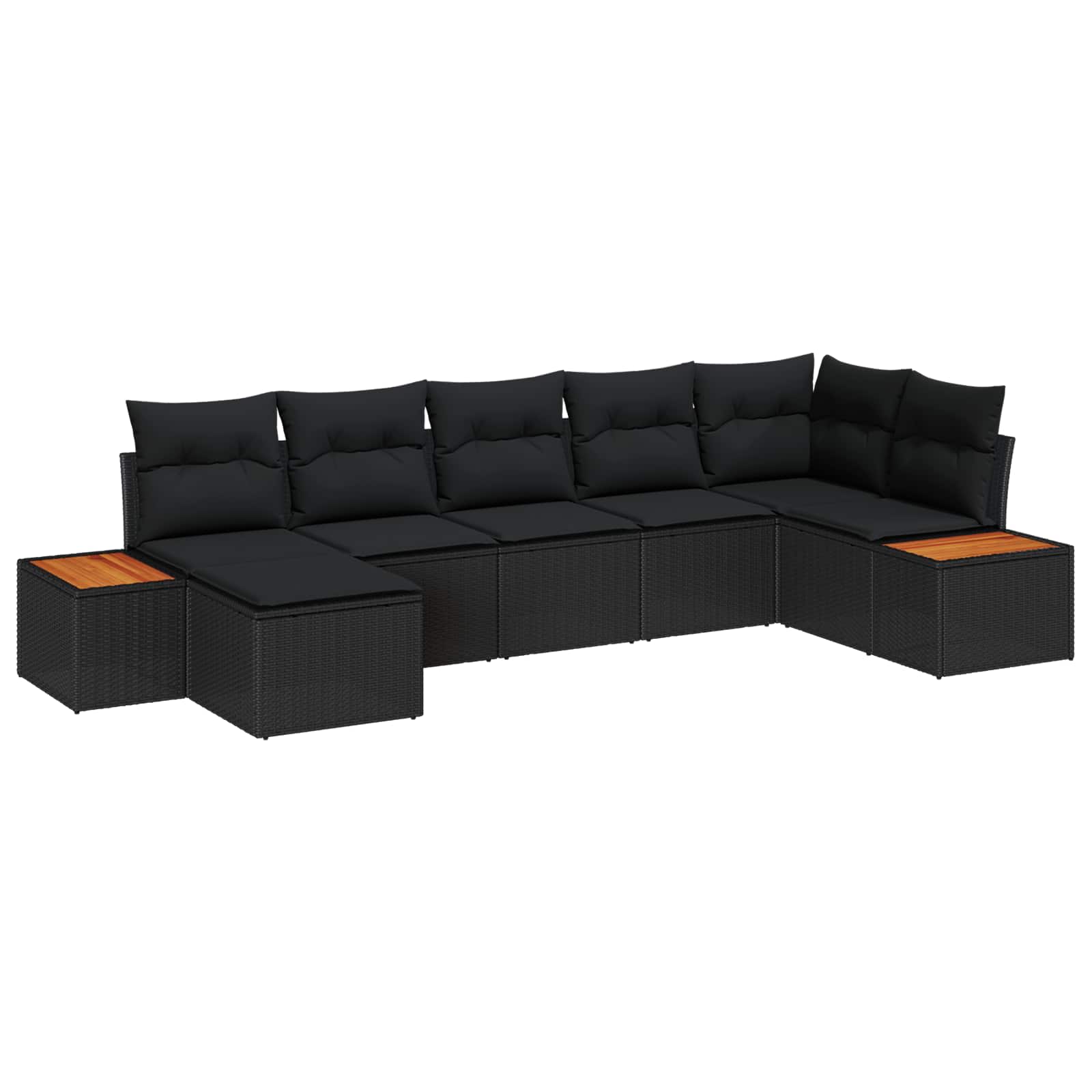 Sodo Sofų Rinkinys su pagalve 8 pcs Juoda Poliratanas