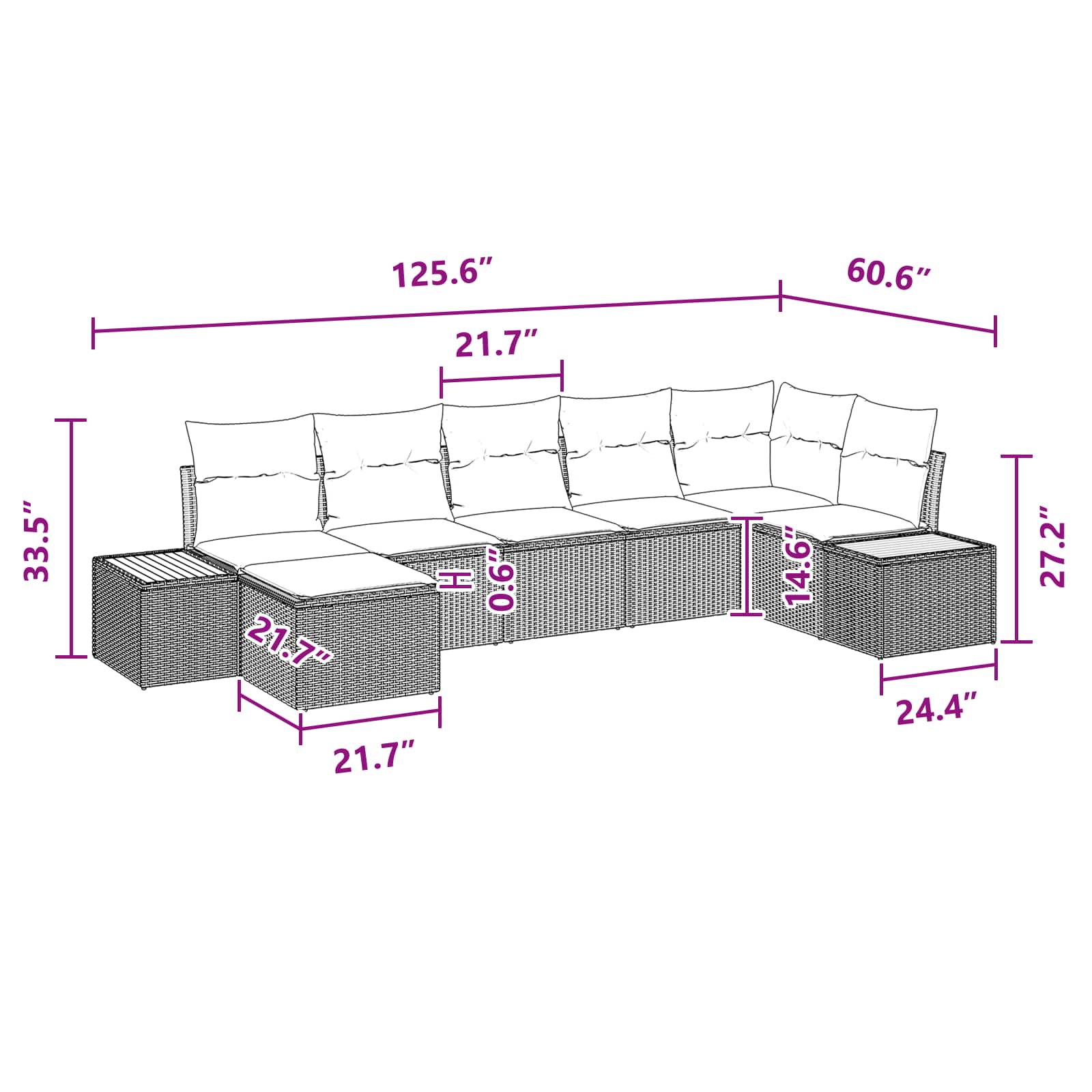 Sodo Sofų Rinkinys su pagalve 8 pcs Juoda Poliratanas
