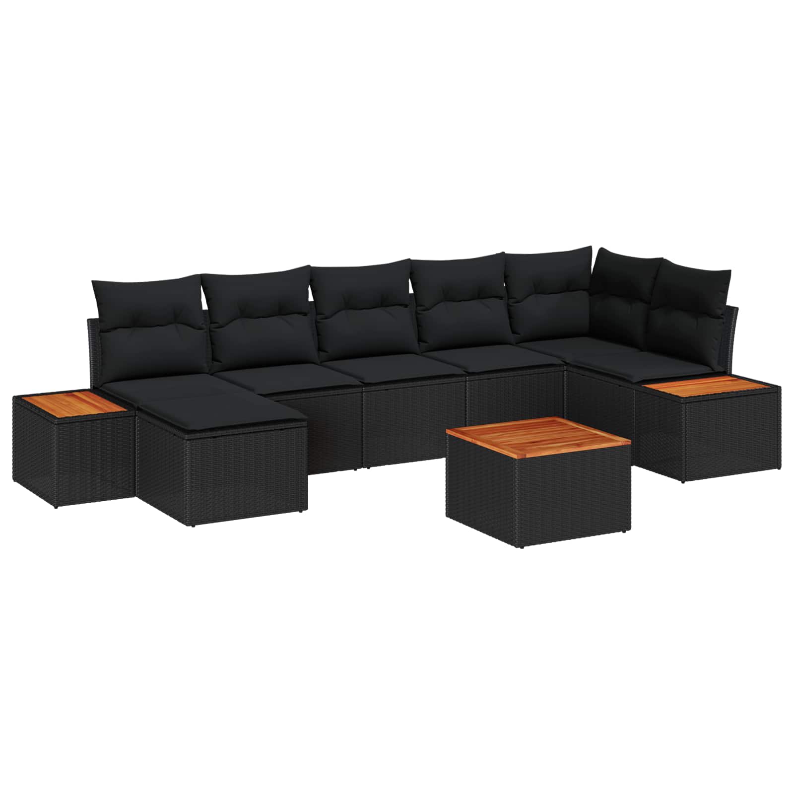 Sodo Sofų Rinkinys su pagalve 8 pcs Juoda Poliratanas