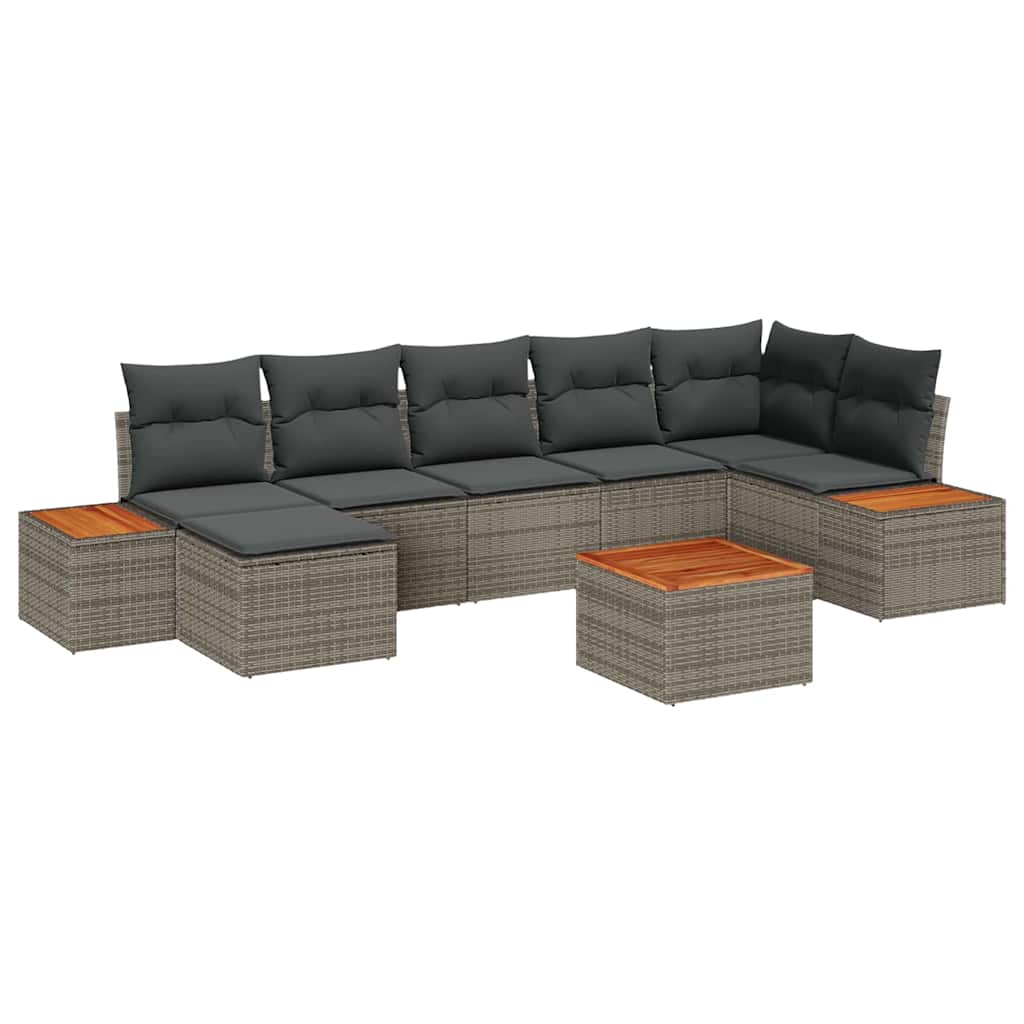 Sodo Sofų Rinkinys su pagalve 8 pcs Pilka Poli ratanas