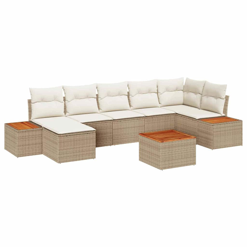 8 dalių sodo sofa su pagalvėmis smėlio poli ratanas akacijos
