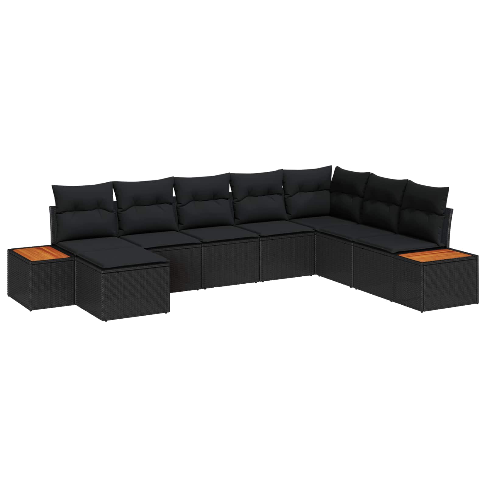 Garden Sofa Set with Cushion 9 pcs Black Poly Rattan