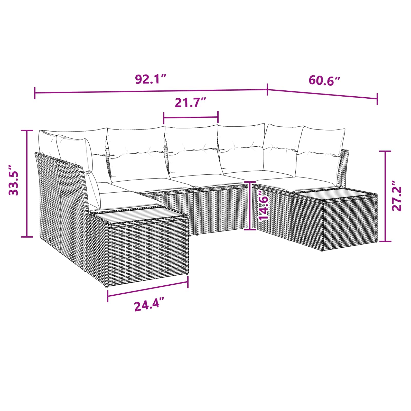 Sodo Sofų Rinkinys su pagalve 6 pcs Juoda Poliratanas