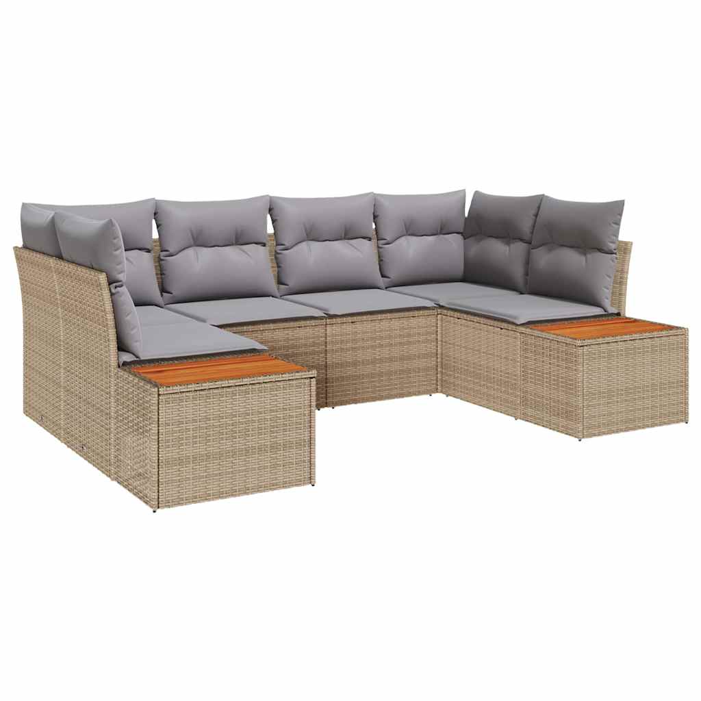 Garden Sofa Set 6 pcs Beige and Light Grey Poly Rattan