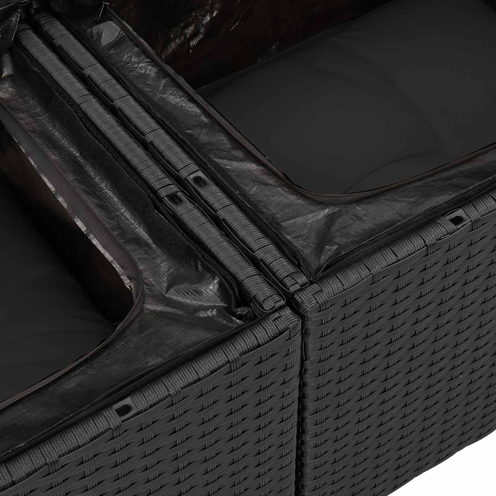 Garden Sofa Set with Cushions 5 pcs Black Poly Rattan