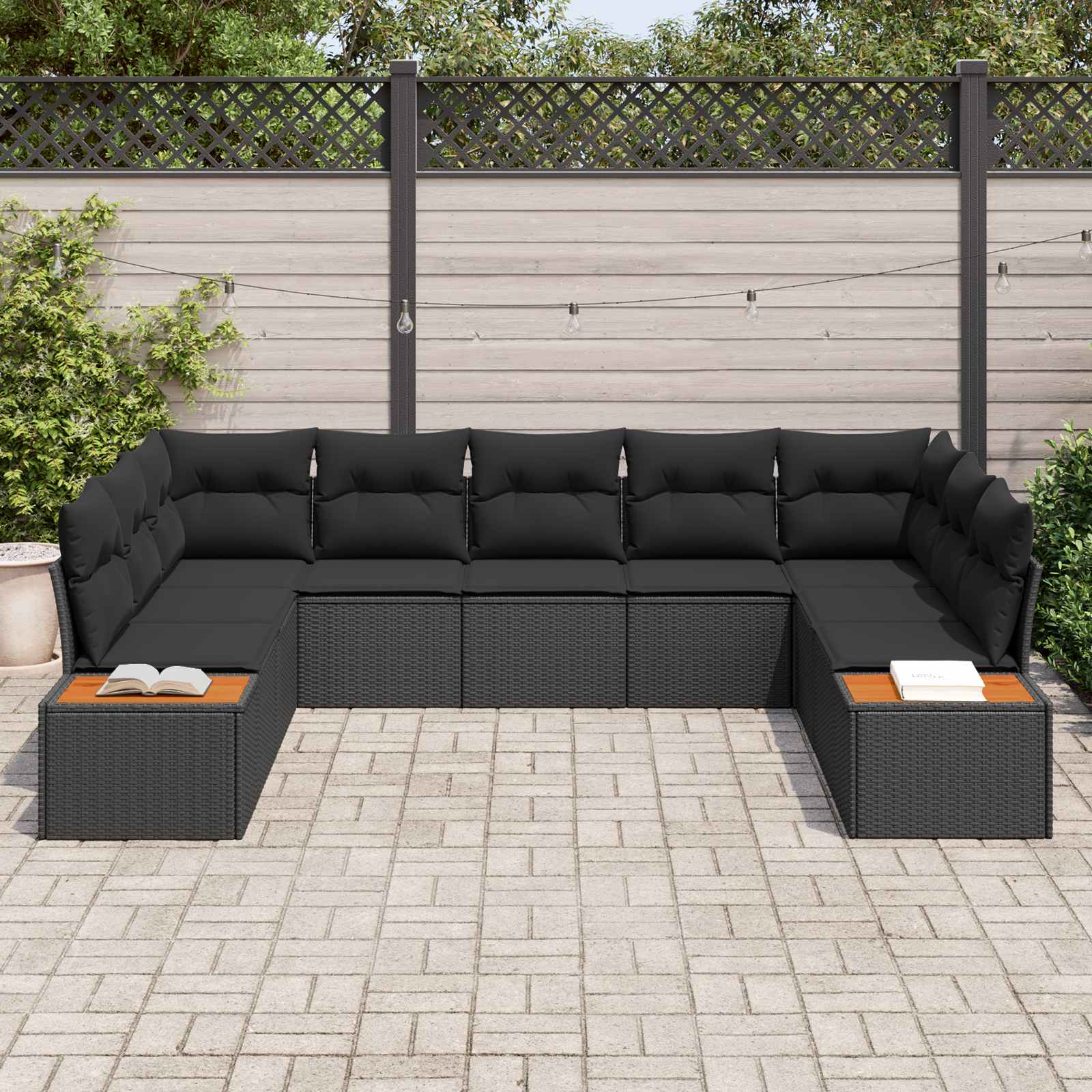 Garden Sofa Set with Cushions 5 pcs Black Poly Rattan