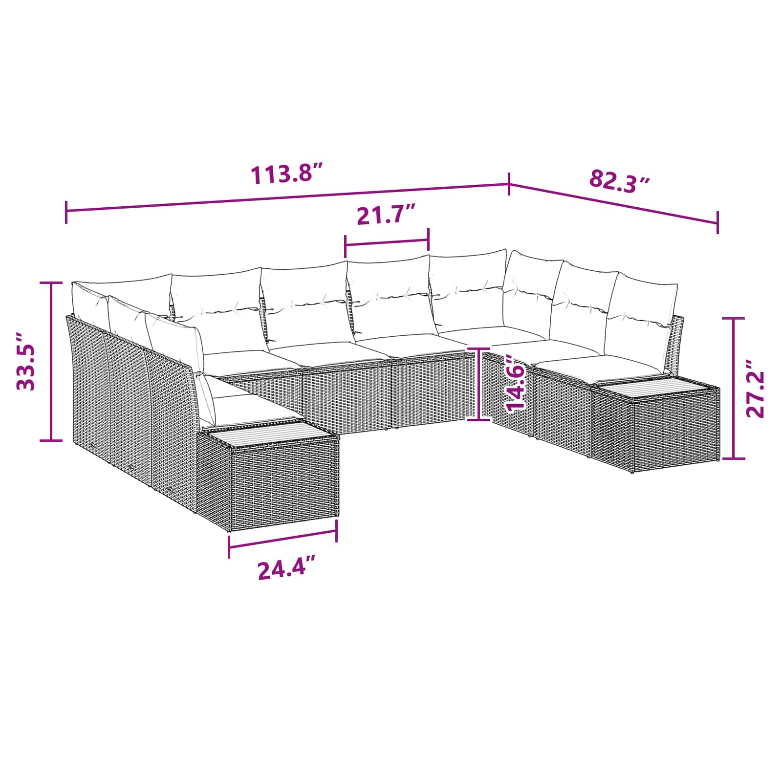 Sodo Sofų Rinkinys su pagalve 5 pcs Juoda Poli ratanas