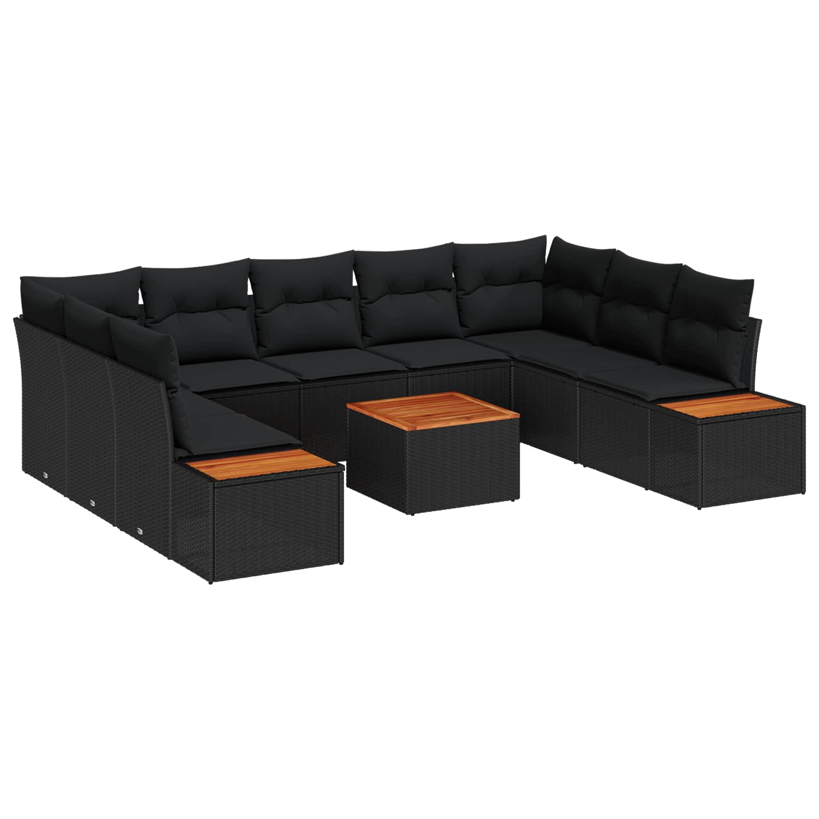Sodo Sofų Rinkinys su pagalve 5 pcs Juoda Poliratanas