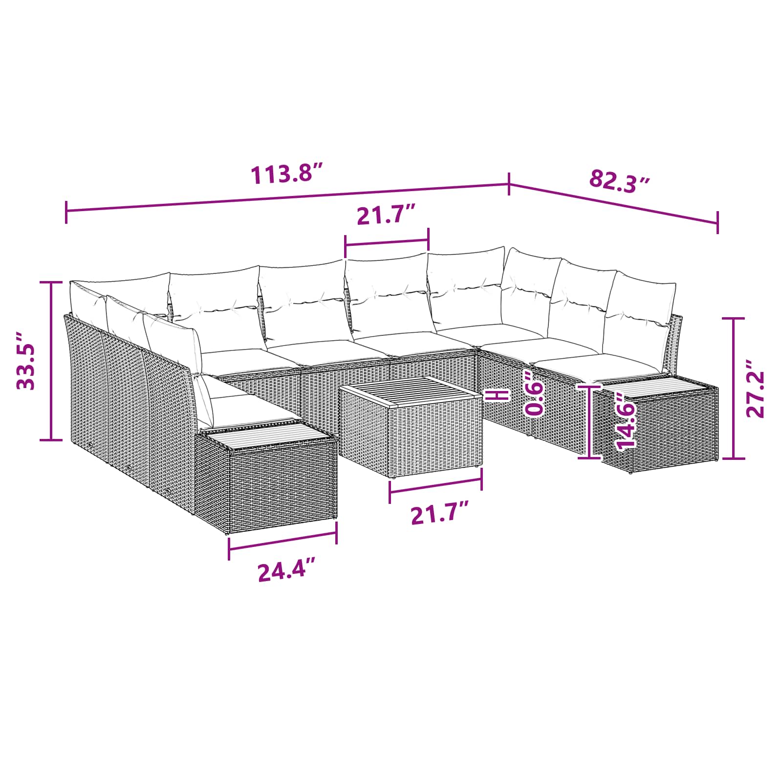Sodo Sofų Rinkinys su pagalve 5 pcs Juoda Poliratanas