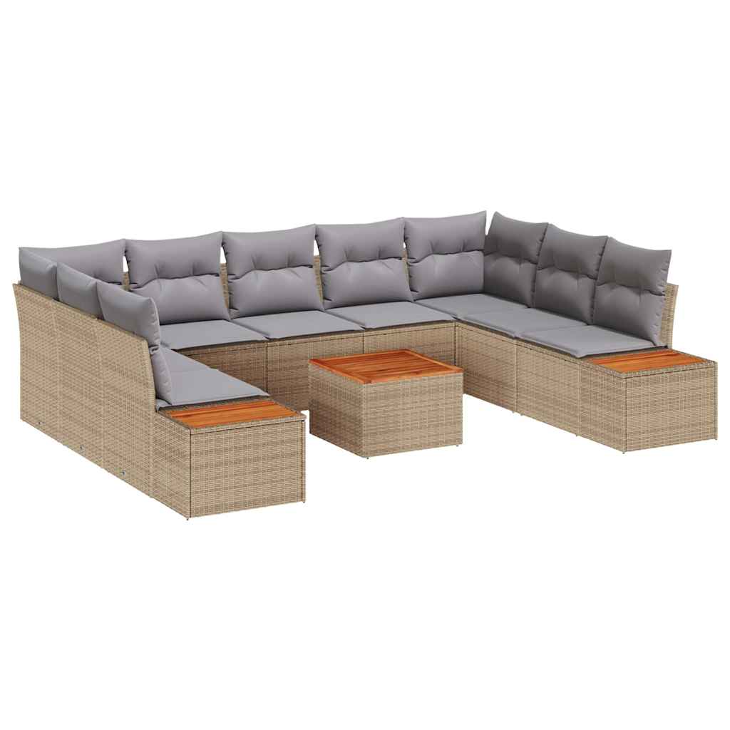 5-Piece Outdoor Sofa Set Beige and Light Grey Poly Rattan