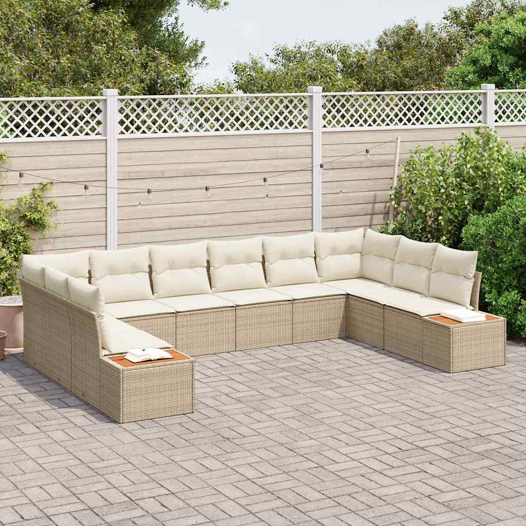 Garden Sofa Set with Cushion 10 pcs Sand and Cream