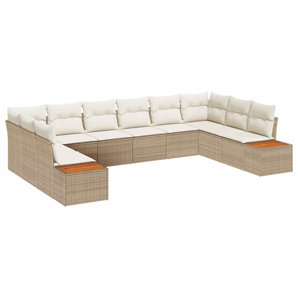 Garden Sofa Set with Cushion 10 pcs Sand and Cream