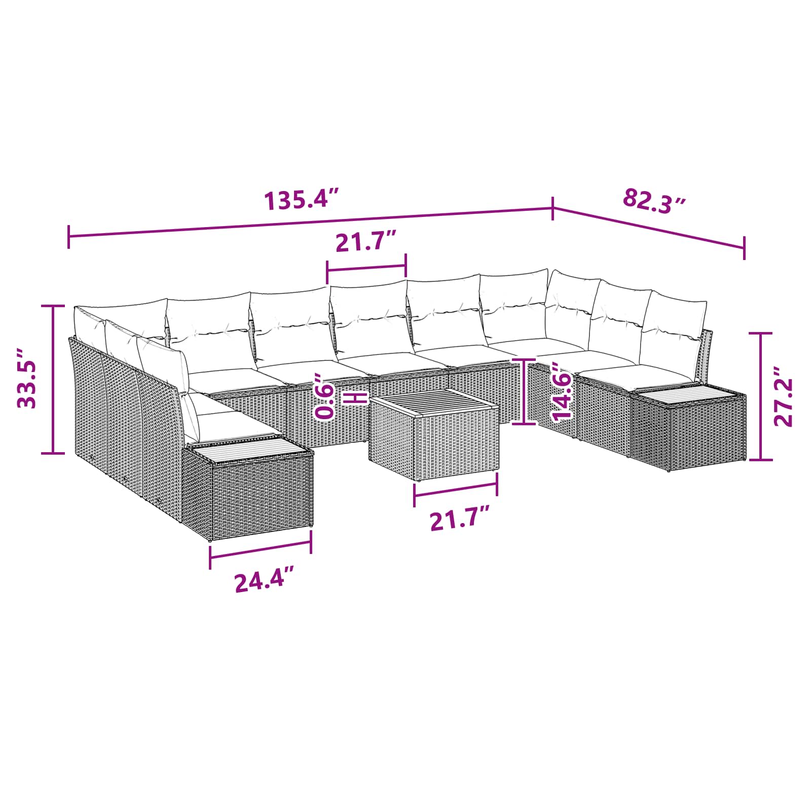 11 dalių sodo sofa su pagalvėmis juodas poli ratanas akacija