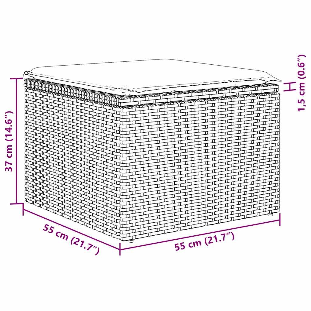 7 Dalių Sodo Sofa Komplektas su Pagalvėmis Šviesiai Pilkas Poli Ratanas