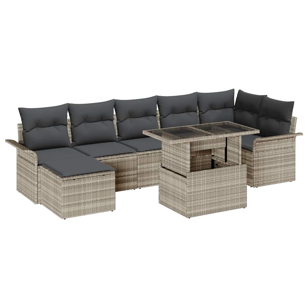 8-piece garden sofa set with cushions light gray poly rattan
