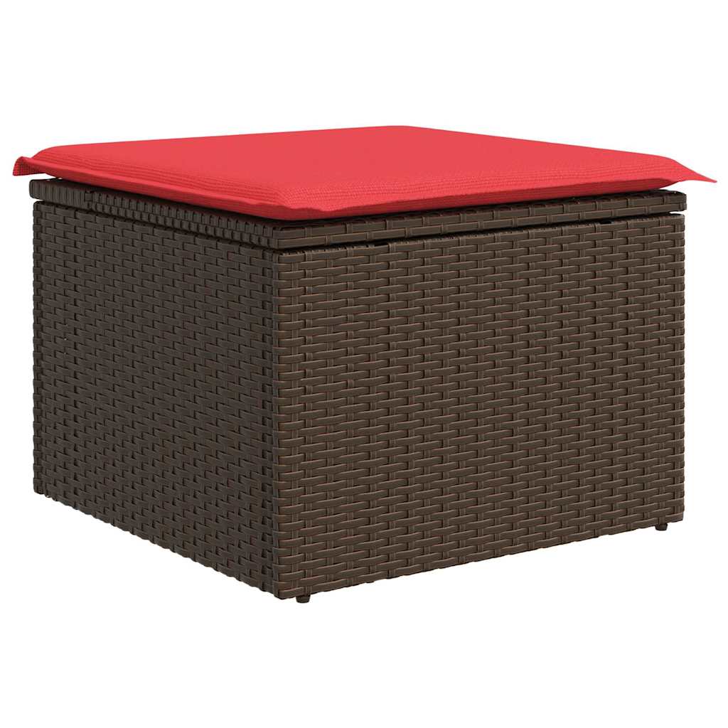 Sodo Sofų Rinkinys su pagalve 8 pcs Ruda Poli ratanas
