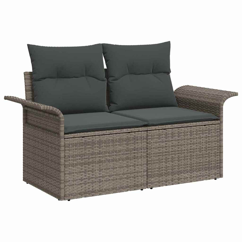 10 dalių sodo sofa rinkinys su pagalvėmis Pilkas Poli Ratano