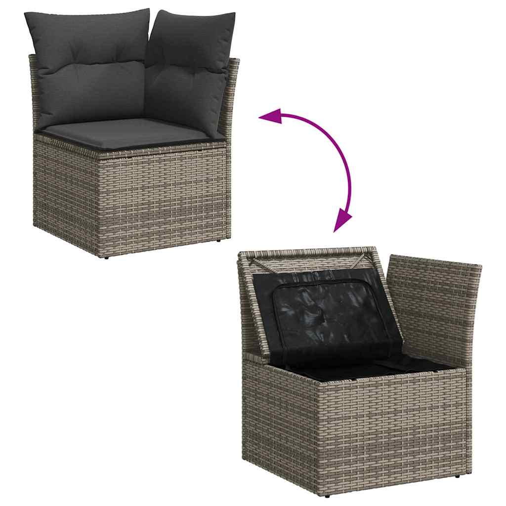 10 dalių sodo sofa rinkinys su pagalvėmis Pilkas Poli Ratano