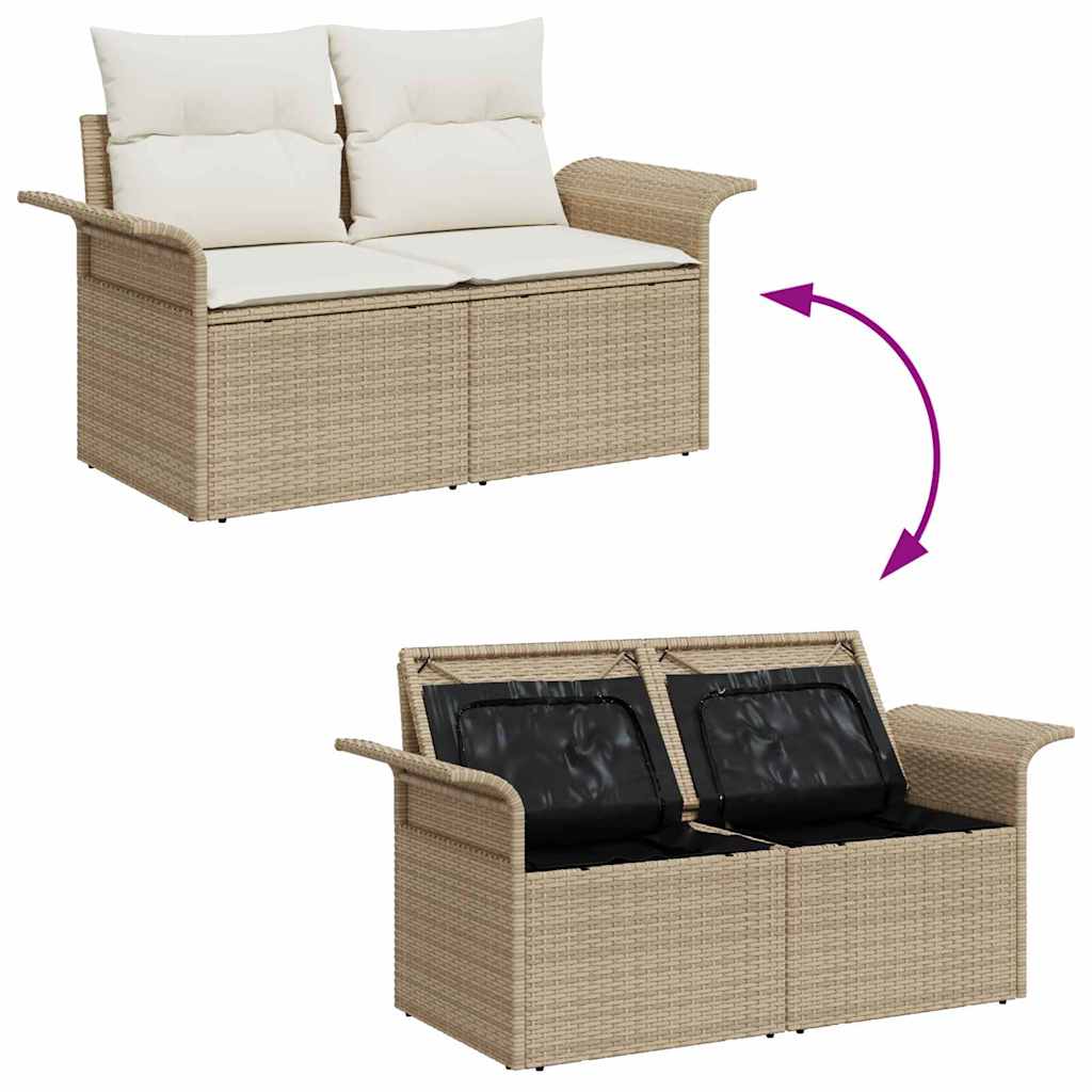 10 Dalių Sodo Sofa Komplektas su Pagalvėlėmis Smėlio Poliratanas