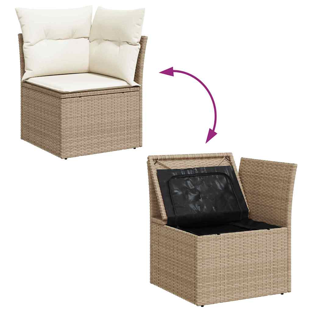 10 Dalių Sodo Sofa Komplektas su Pagalvėlėmis Smėlio Poliratanas