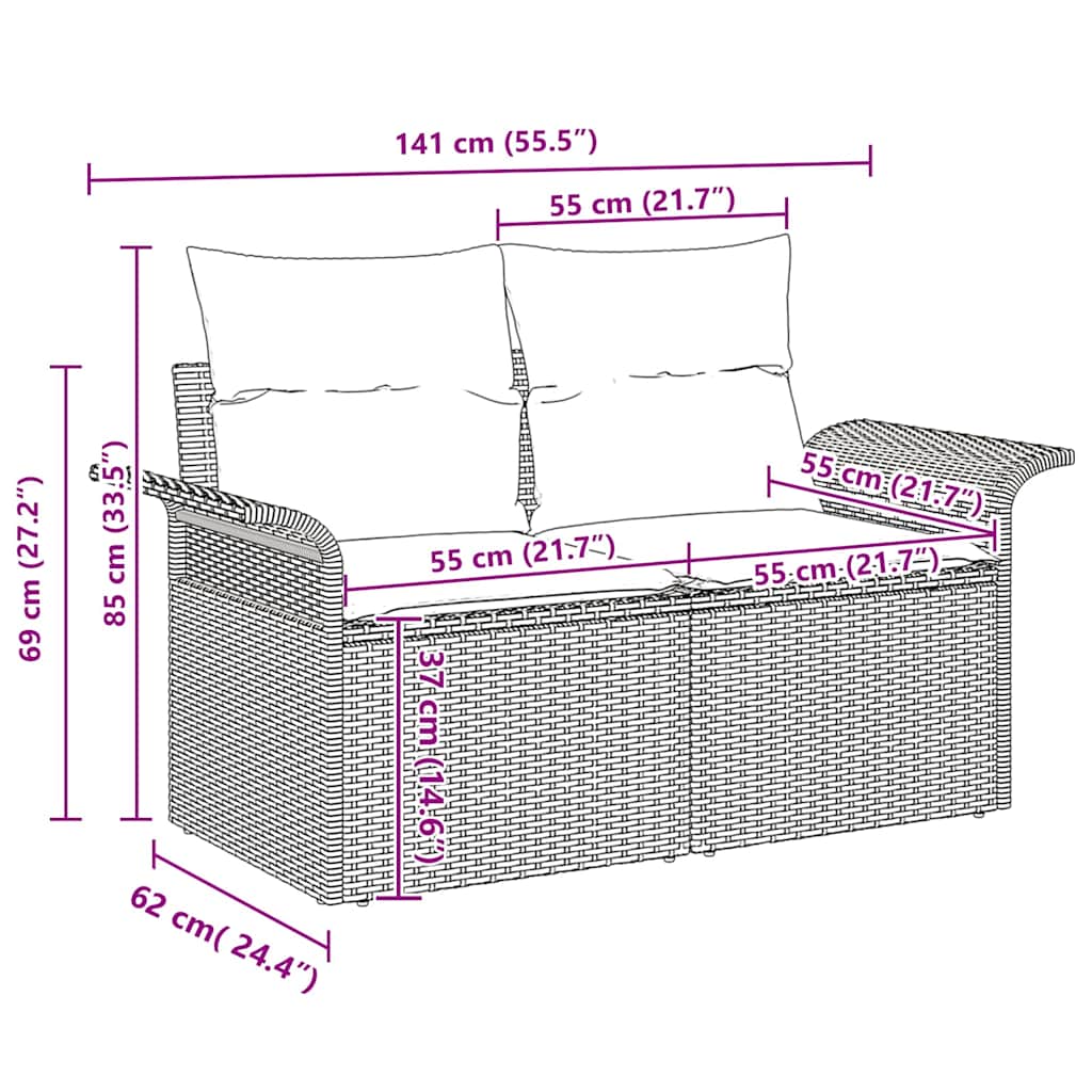 10 Dalių Sodo Sofa Komplektas su Pagalvėlėmis Smėlio Poliratanas