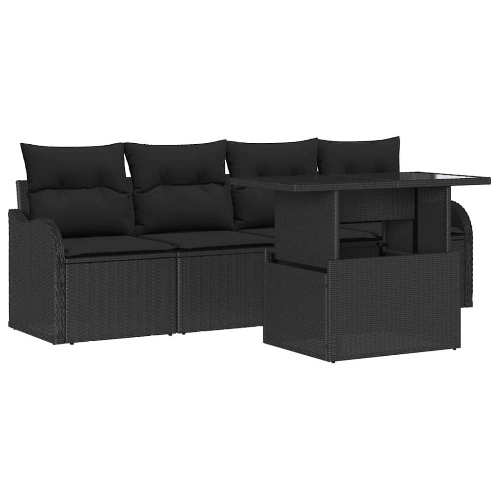 Sodo Sofų Rinkinys 5 pcs Juoda 100 x 55 x 73 cm Poli ratanas
