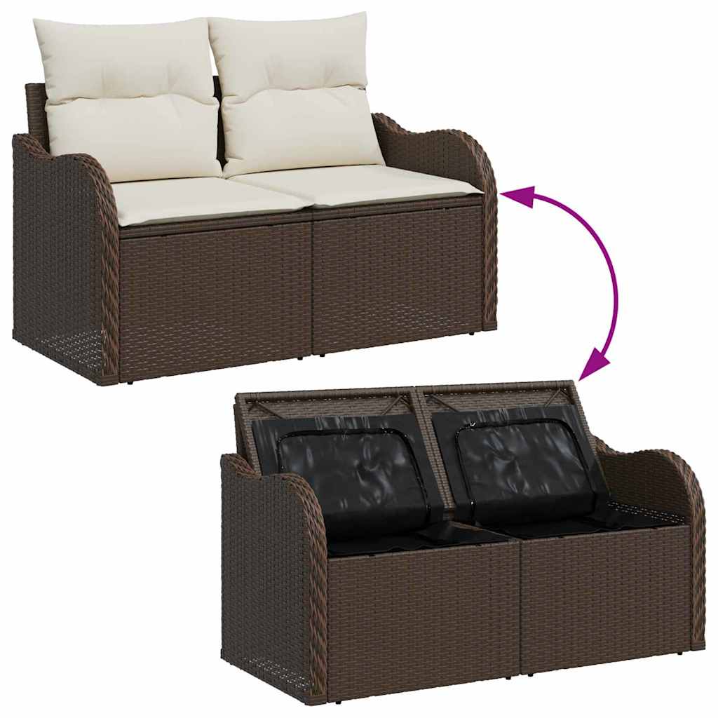 Sodo Sofų Rinkinys su pagalve 6 pcs Ruda Poli ratanas