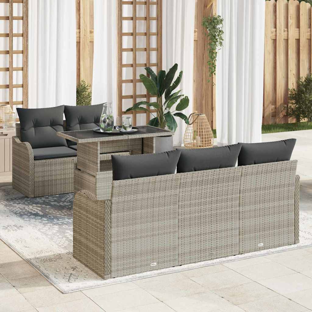 Garden Sofa Set 6 pcs Light Gray 100 x 55 x 73 cm